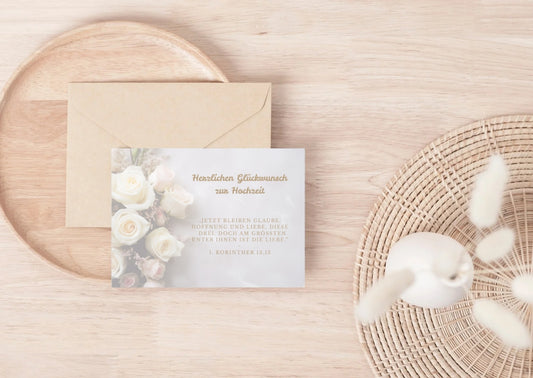 Christliche Hochzeitskarte mit Bibelvers