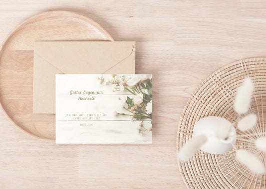 Christliche Hochzeitskarte mit Bibelvers