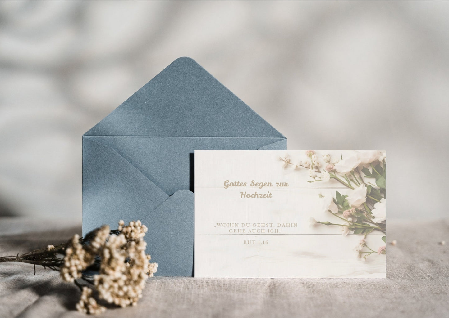 Christliche Hochzeitskarte mit Bibelvers