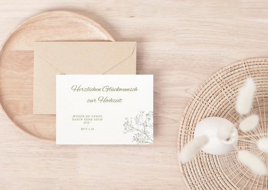 Christliche Hochzeitskarte mit Bibelvers