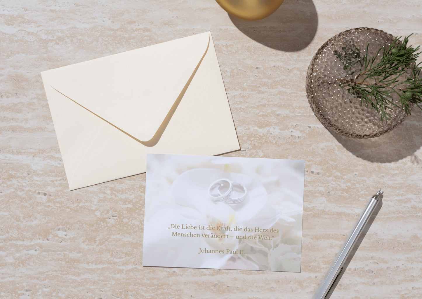 Christliche Hochzeitskarte mit schönem Spruch