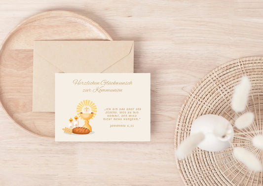 Geschenkkarte zur Kommunion mit Bibelvers
