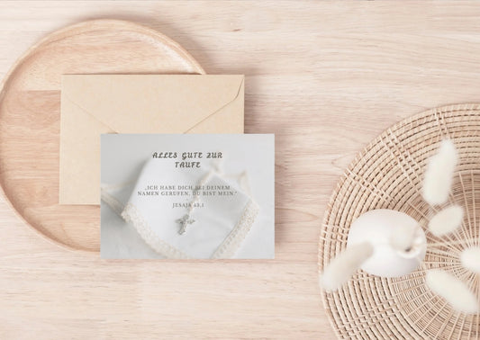 Christliche Taufkarte mit Bibelvers