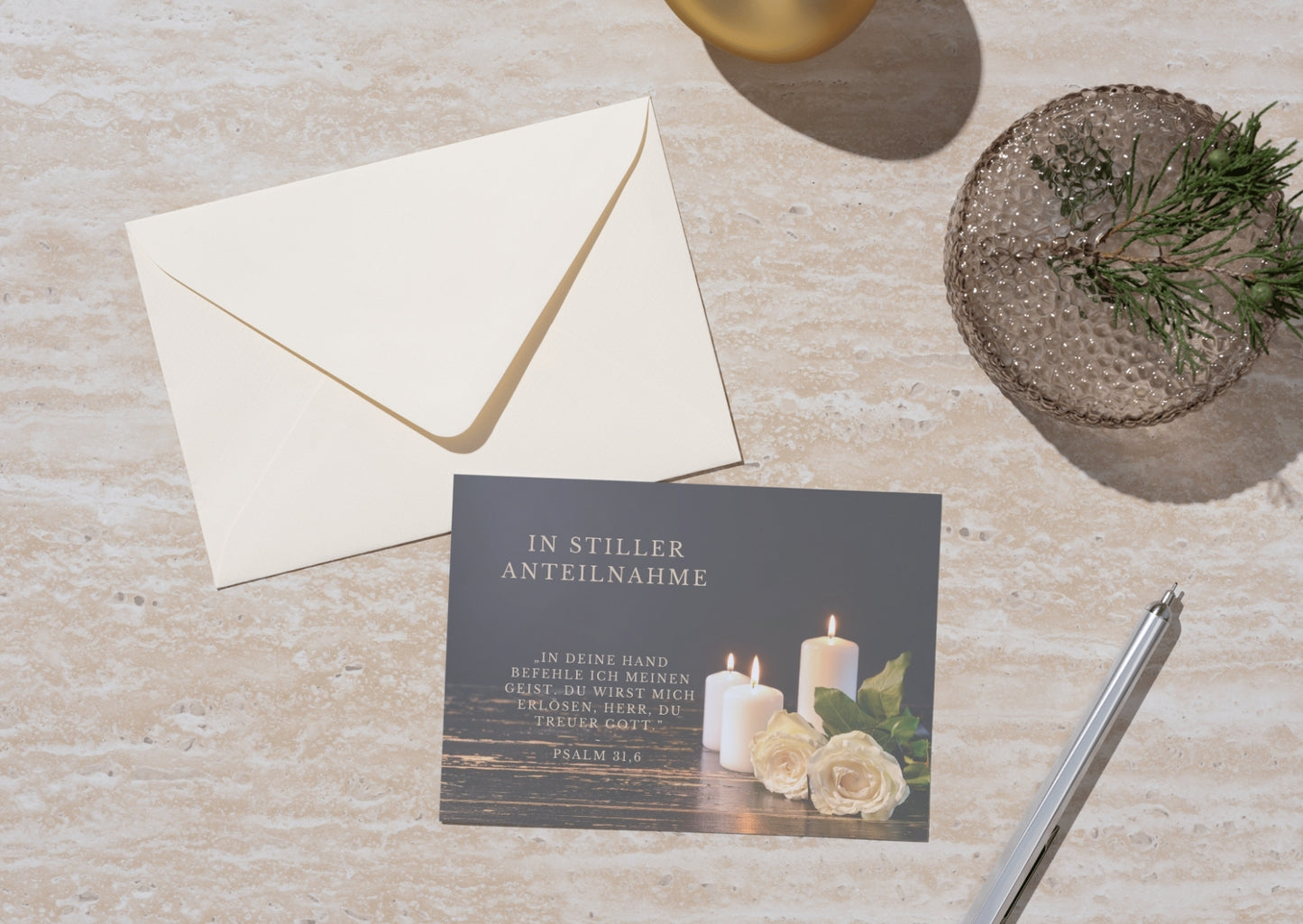 Christliche Beileidskarte mit Bibelvers