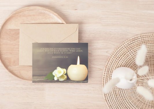 Christliche Kondolenzkarte mit Bibelvers