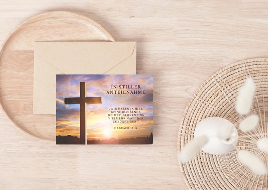 Christliche Trauerkartekarte mit Bibelvers