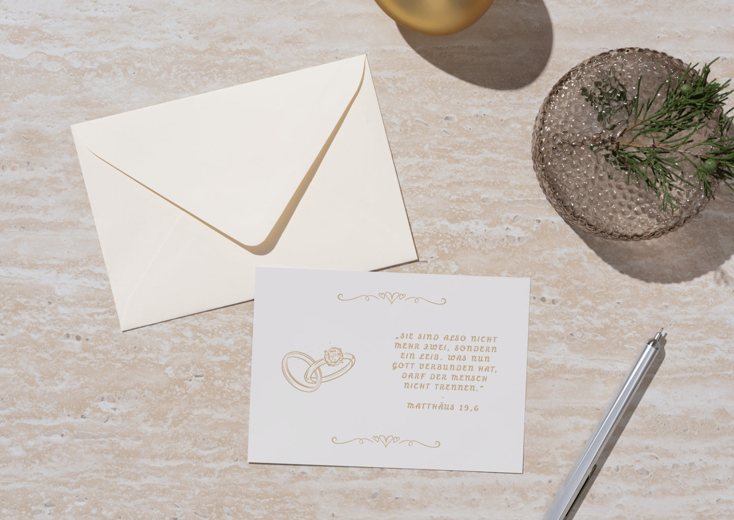 Christliche Hochzeitskarte mit Bibelvers