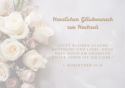 Christliche Hochzeitskarte mit Bibelvers