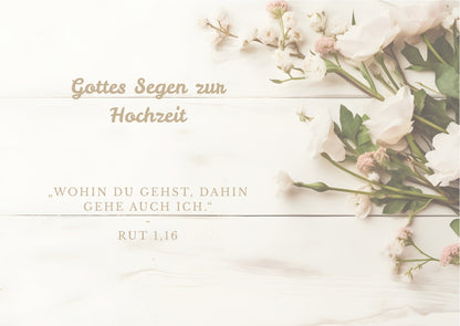 Christliche Hochzeitskarte mit Bibelvers