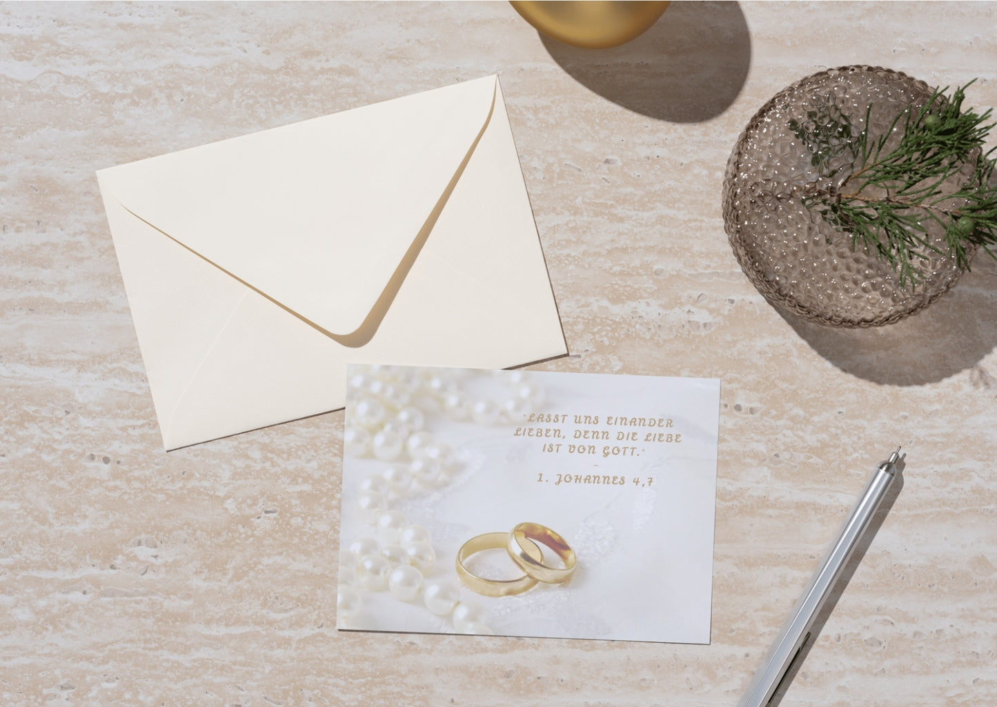 Christliche Hochzeitskarte mit Bibelvers