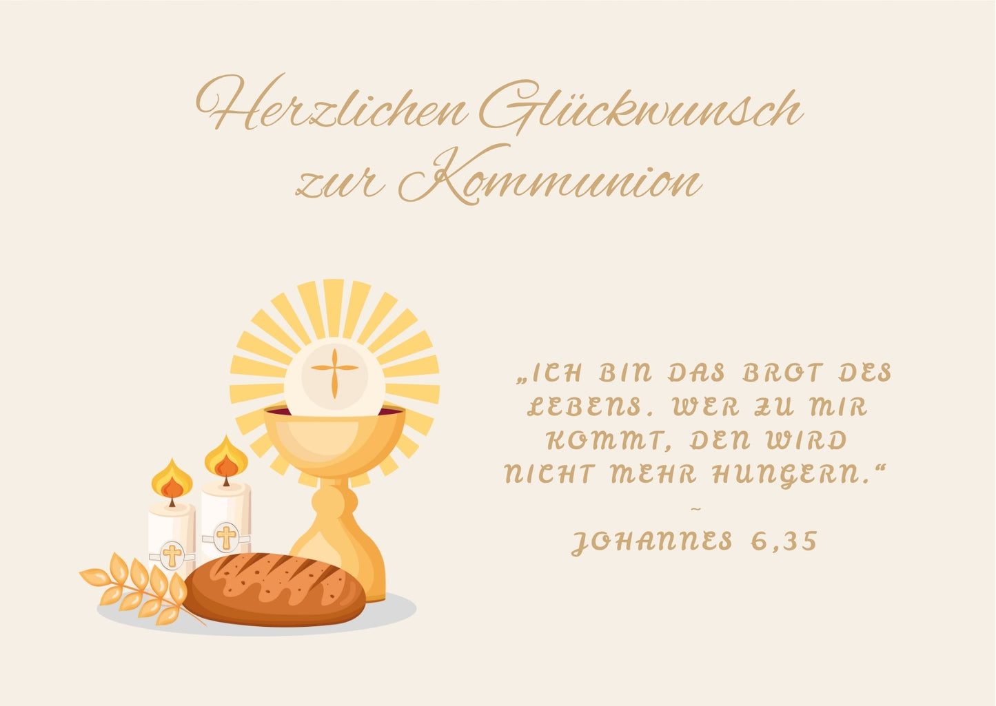Geschenkkarte zur Kommunion mit Bibelvers