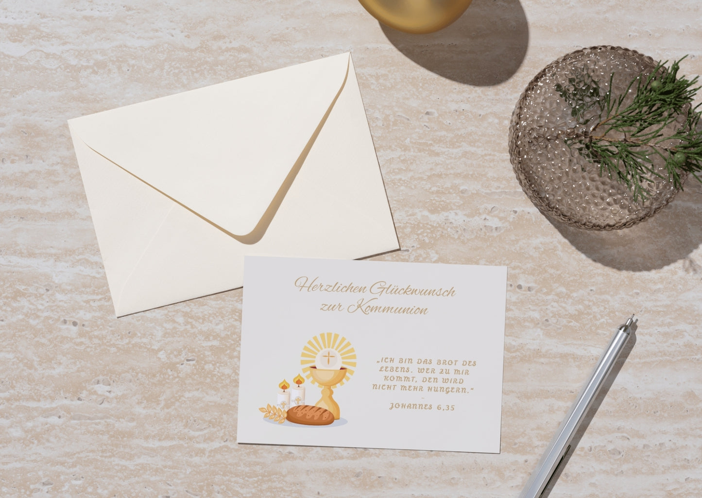 Geschenkkarte zur Kommunion mit Bibelvers