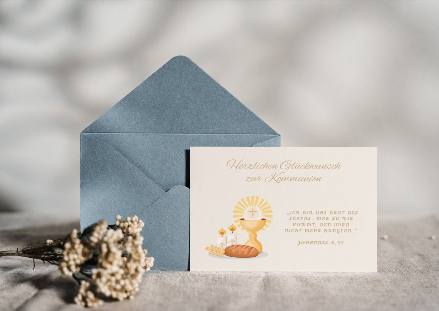 Geschenkkarte zur Kommunion mit Bibelvers