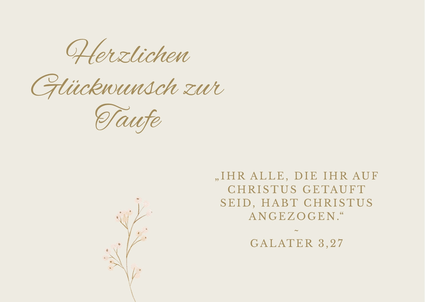 Christliche Taufkarte mit Bibelvers