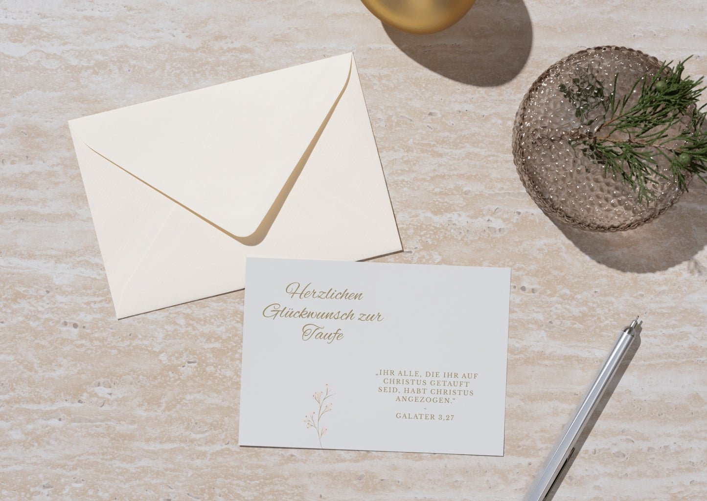 Christliche Taufkarte mit Bibelvers