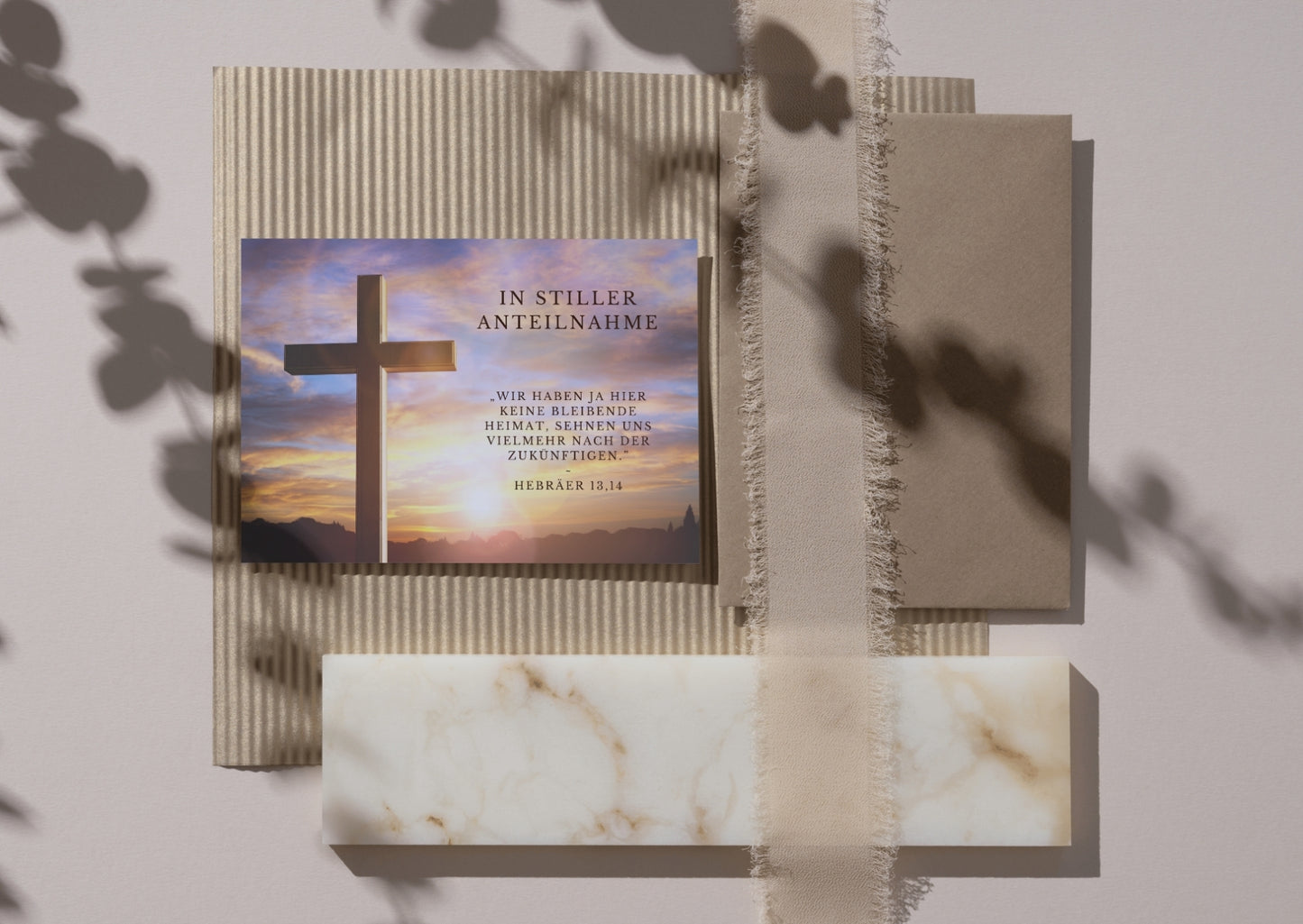 Christliche Trauerkartekarte mit Bibelvers