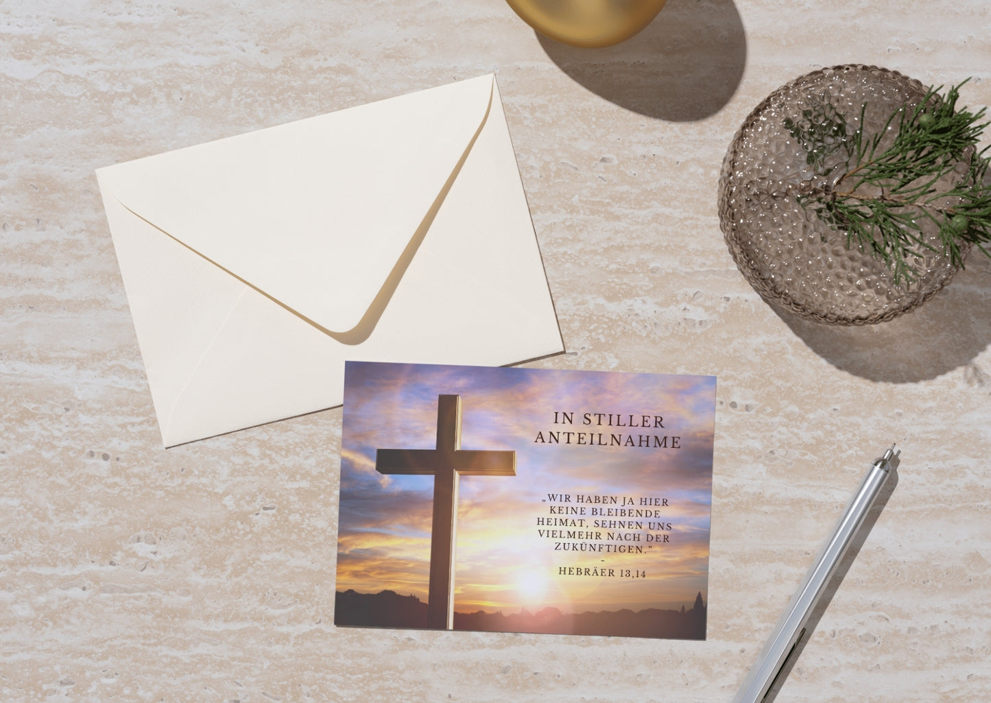 Christliche Trauerkartekarte mit Bibelvers